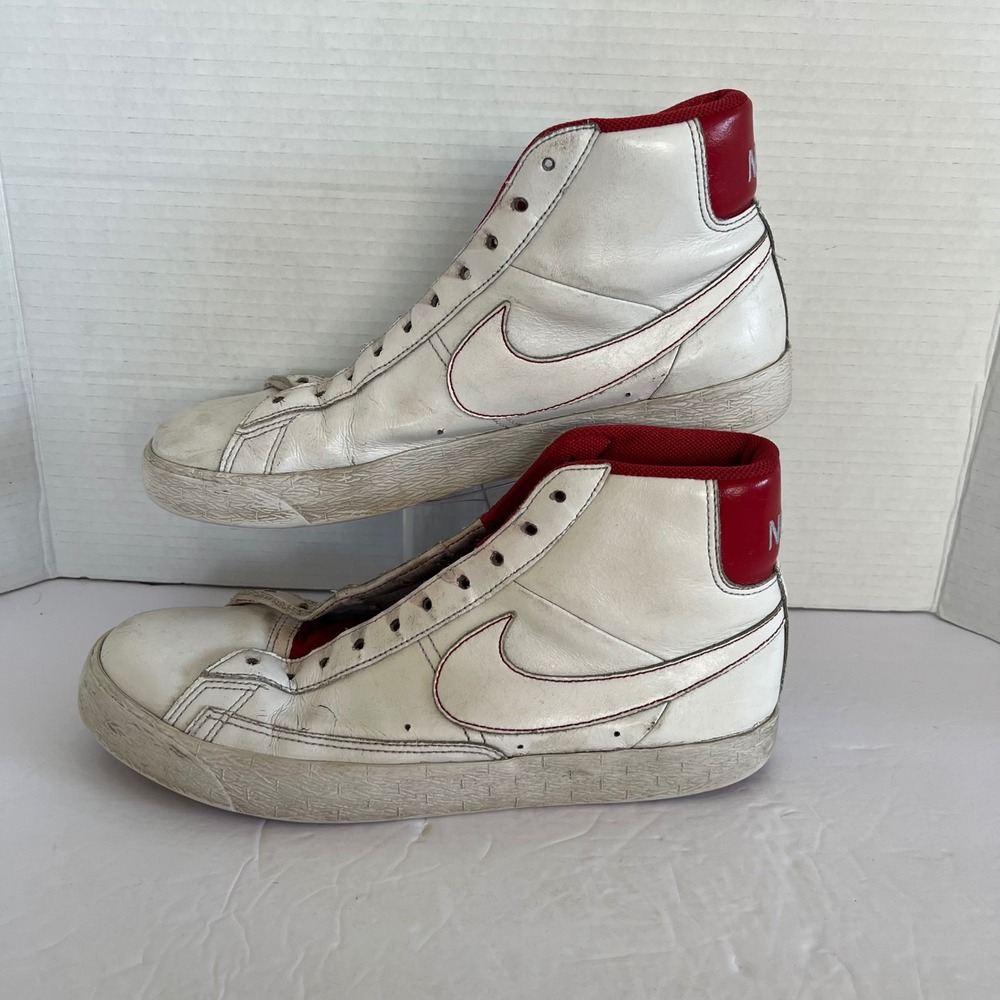 Nike Blazer Mid 09 ND White Varsity Red Leather High Top Sneakers 379416 10.5